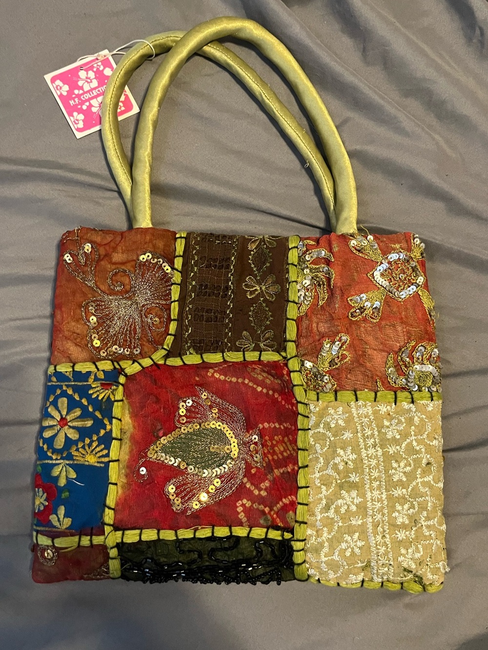 Boho Patchwork Embroidered Bag - Multicolor Silk